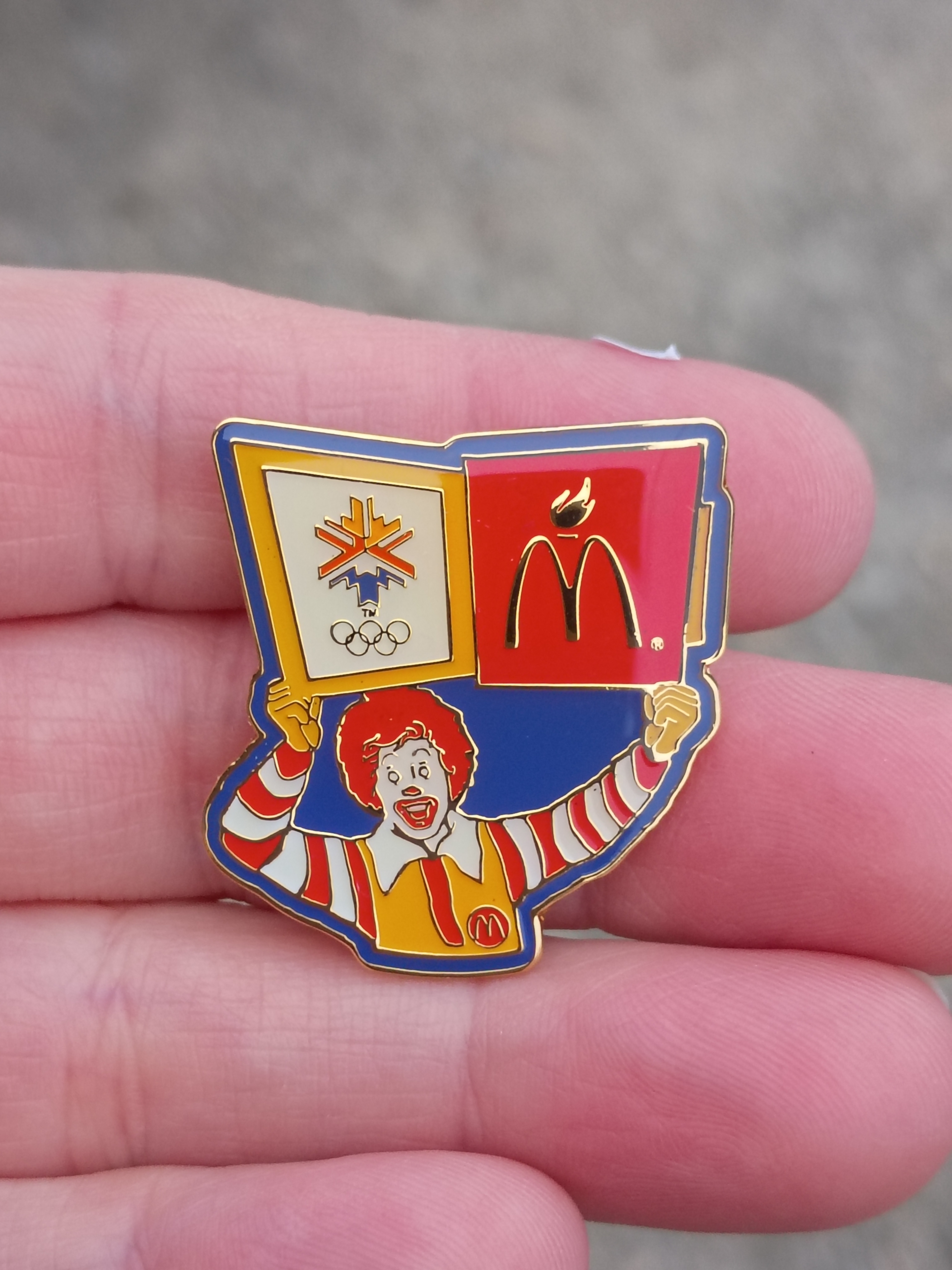 Mcdonalds Ronald Mcdonald Olympic Logo Enamel Pin - Red Yellow Blue 12$